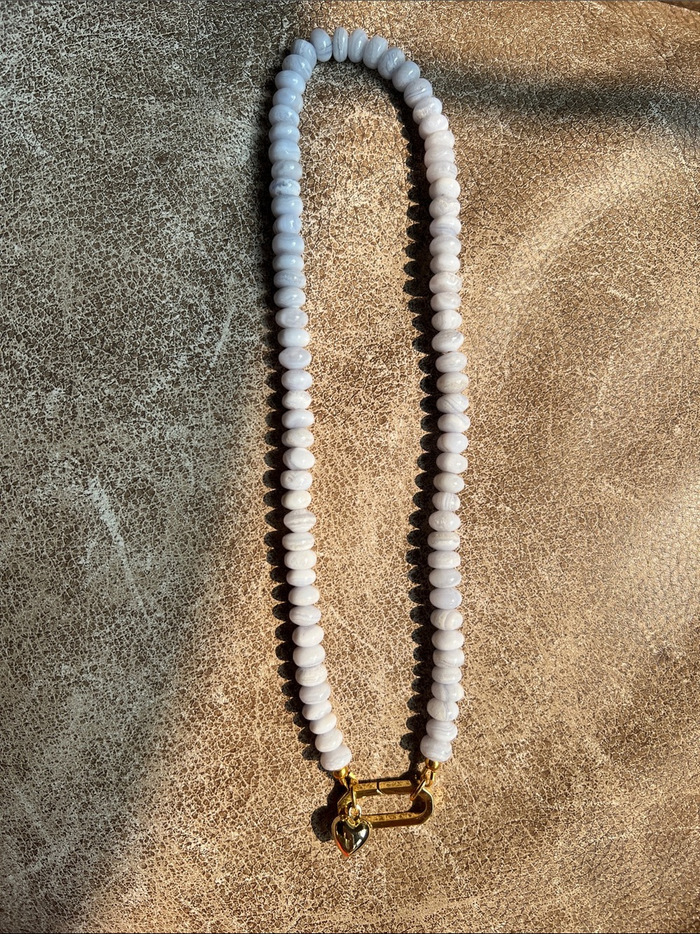 Lavender Beaded Necklace with Gold Accent